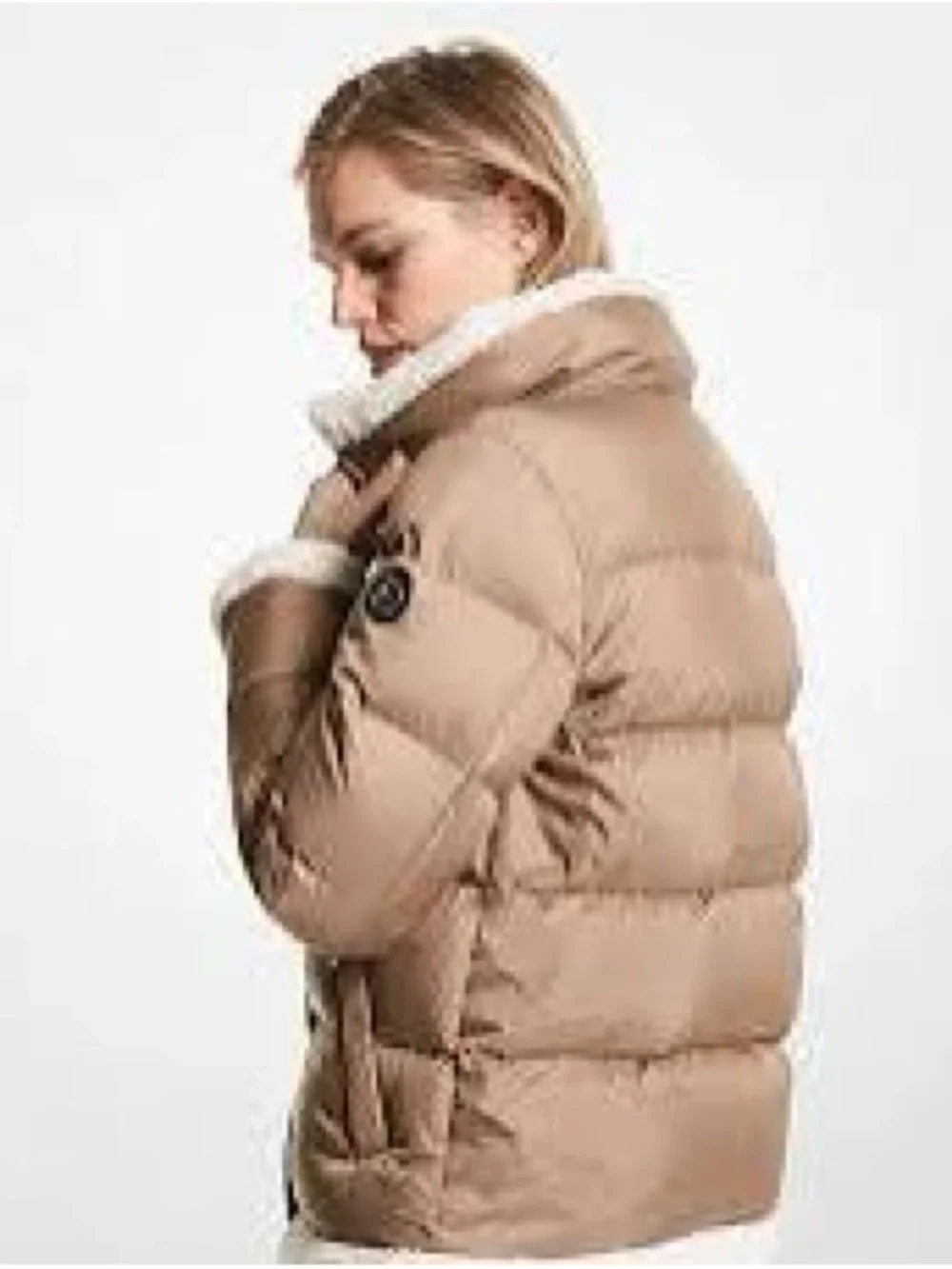 Michael Kors Faux Shearling Puffer Jacket with Sherpa Trim Sz XL